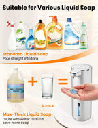 Automatic Soap Dispenser Touchless, USB Rechargeable Hand Soap Dispenser, 4 Adjustable Soap Levels, IPX5 Waterproof, 12.8oz/380ml, Countertop or Wall Mounted for Bathroom and Kitchen, White Liquid