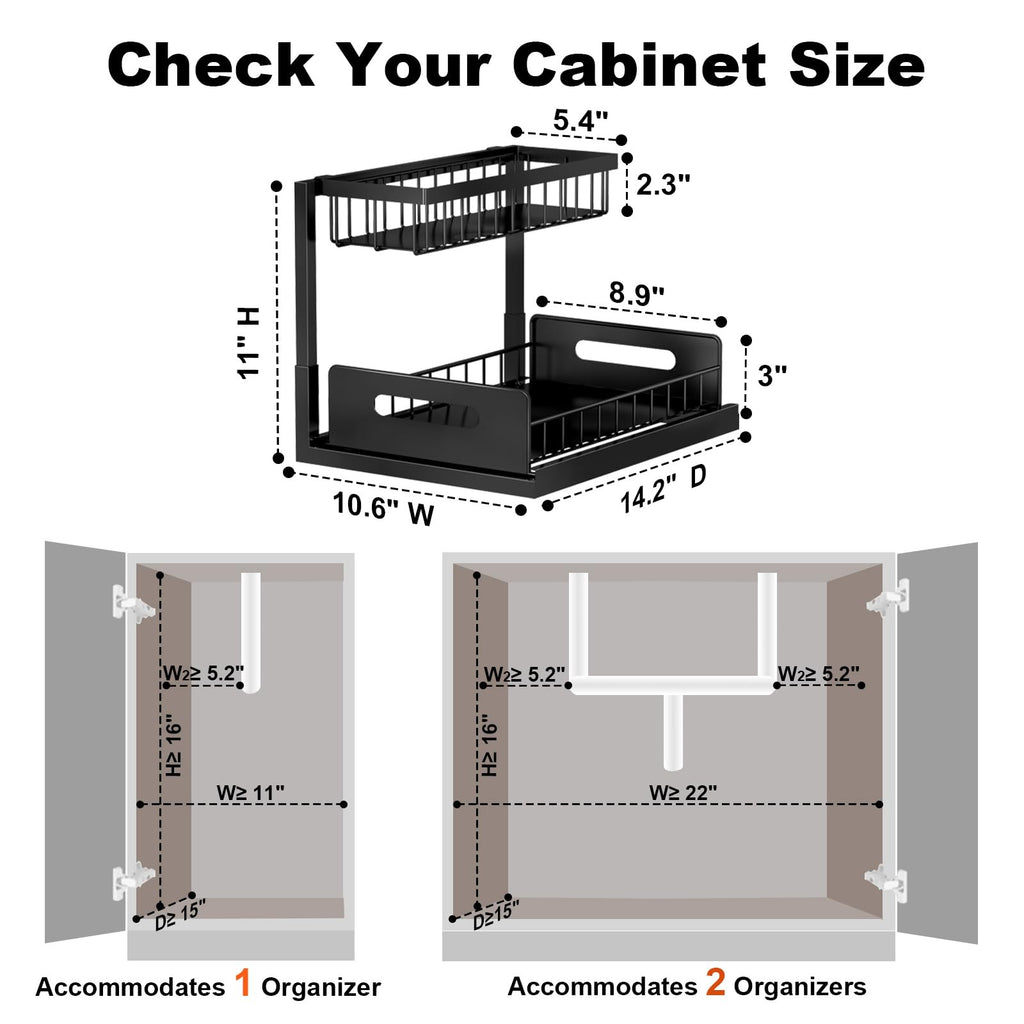 REALINN Under Sink Organizer, L-Shaped Pull Out Cabinet Kitchen