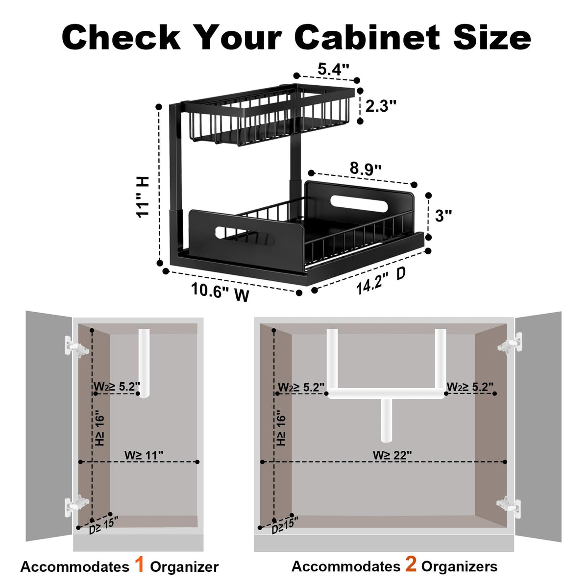REALINN Under Sink Organizer, L-Shaped Pull Out Cabinet Kitchen
