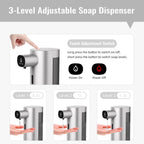 Automatic Liquid Soap Dispenser Touchless, USB Rechargeable Smart Hand Soap Dispenser, 13.5oz/400ml, 3-Level Adjustable, Compatible with Thick Thin Dish Soap for Bathroom Kitchen, Clog-Free (Gold) Gold