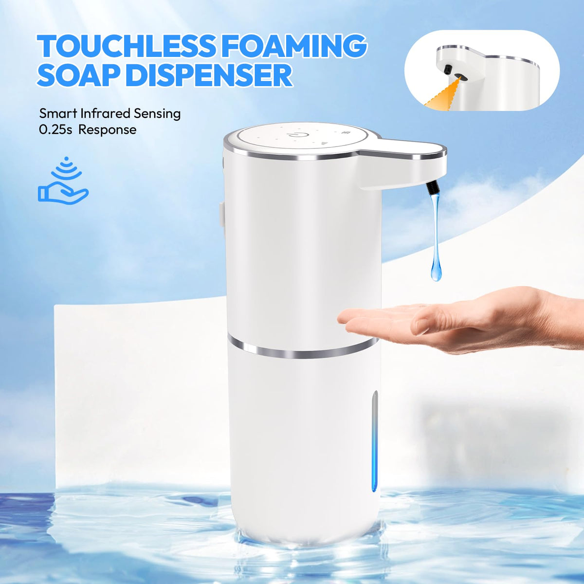 2 Pack Automatic Foaming Soap Dispenser,Touchless Foam Soap Dispenser,12.8oz Rechargeable Wall Mounted Smart for Bathroom and Kitchen Dish Soap,Easy for Toddlers(Black) Black