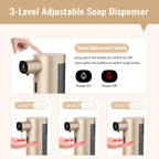 Automatic Liquid Soap Dispenser Touchless, USB Rechargeable Smart Hand Soap Dispenser, 13.5oz/400ml, 3-Level Adjustable, Compatible with Thick Thin Dish Soap for Bathroom Kitchen, Clog-Free (Gold) Gold