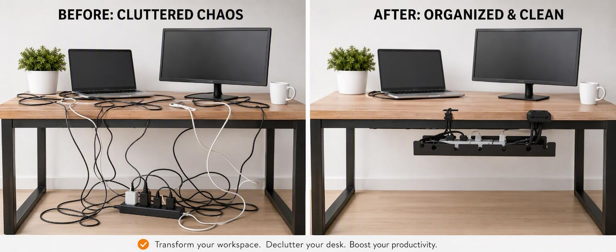 DC 5-in-1 Under Desk Cable Management Kit - Cord Organizer