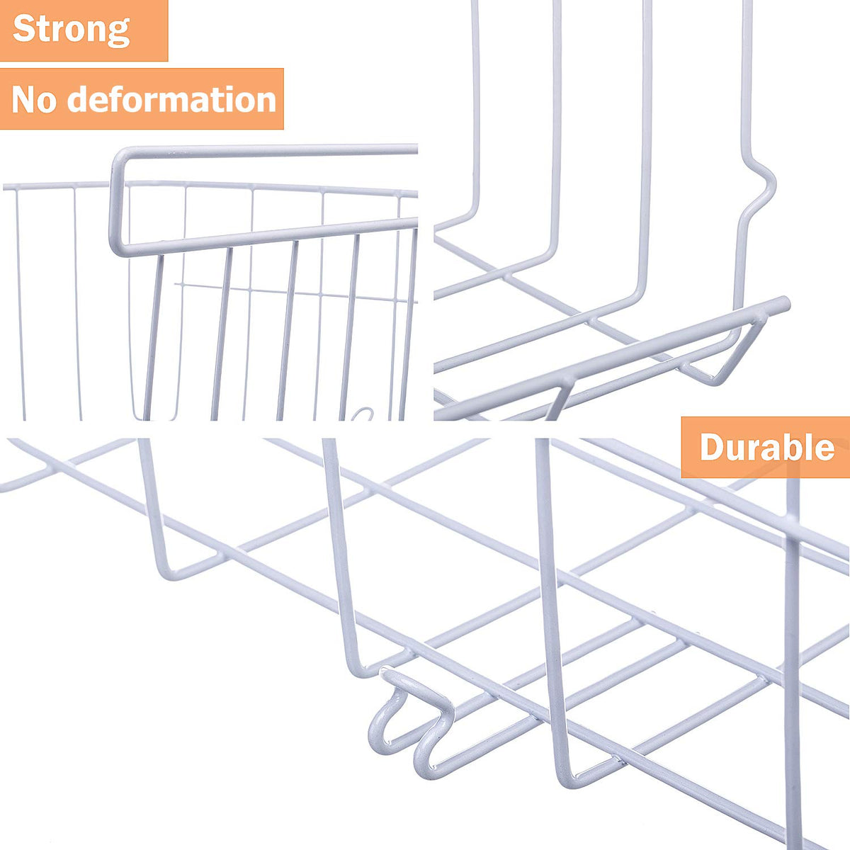 Under Shelf Storage Basket, 2-Pack, White