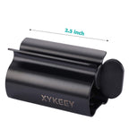 XYKEEY Toothpaste Tube Squeezer - Set of 2 Toothpaste Squeezer Rollers, Metal Toothpaste Tube Wringer Seat Holder Stand (Matt Black) Matt Black