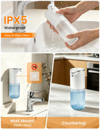 Automatic Soap Dispenser Touchless, USB Rechargeable Hand Soap Dispenser, 4 Adjustable Soap Levels, IPX5 Waterproof, 12.8oz/380ml, Countertop or Wall Mounted for Bathroom and Kitchen, White Liquid