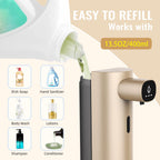 Automatic Liquid Soap Dispenser Touchless, USB Rechargeable Smart Hand Soap Dispenser, 13.5oz/400ml, 3-Level Adjustable, Compatible with Thick Thin Dish Soap for Bathroom Kitchen, Clog-Free (Gold) Gold