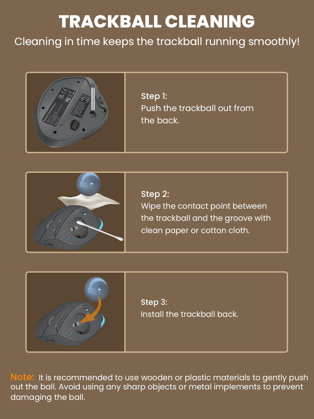 Ergonomic Wireless Trackball Mouse, Rechargeable Adjustable 0°/18° Angle Gray ball