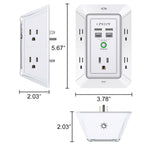 Wall Charger, Surge Protector, QINLIANF 5 Outlet Extender with 4 USB Ports Black 3U1C