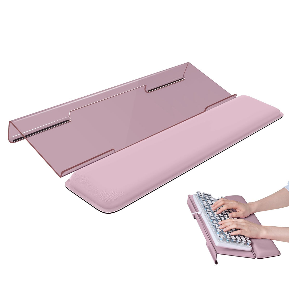 Laborio Computer Keyboard Wrist Rest, Keyboard Riser Stand for Desktop Purple Keyboard Stand With Wrist Rest