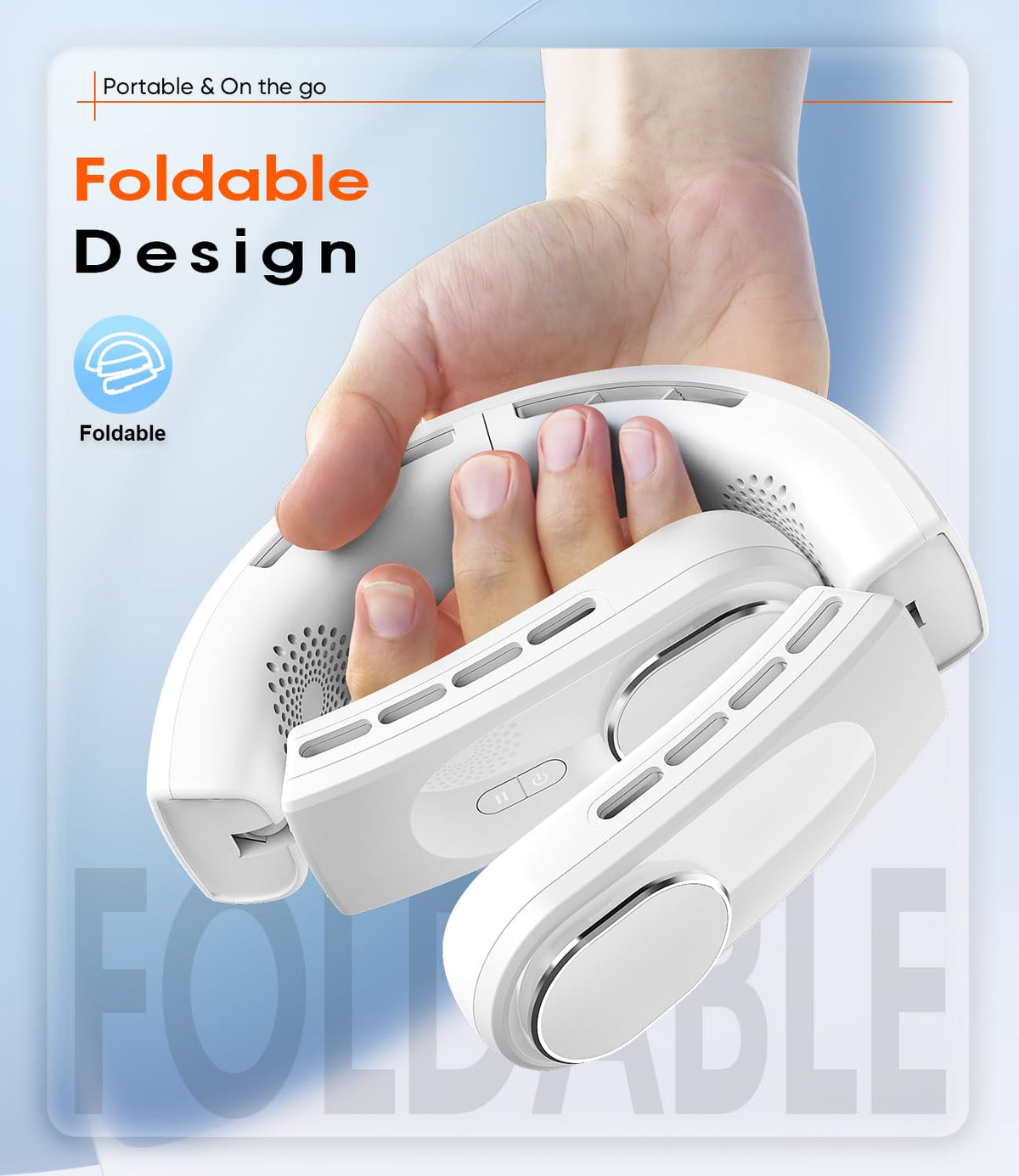 ChillGo Neck Fan, 4 Turbo Foldable Portable Fans - Personal Bladeless Fan White