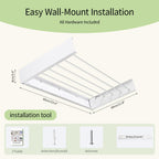 Wall Mounted Clothes Drying Rack Foldable 23.6" Laundry Room Space Saving