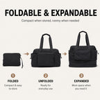 Foldable Travel Duffel Bag,Packable Weekender Bag with Luggage Sleeve, 35L-45L Expandable Overnight Carry-On Tote with Padded Shoulder Strap, Lightweight Nylon Extra Bag for Travel