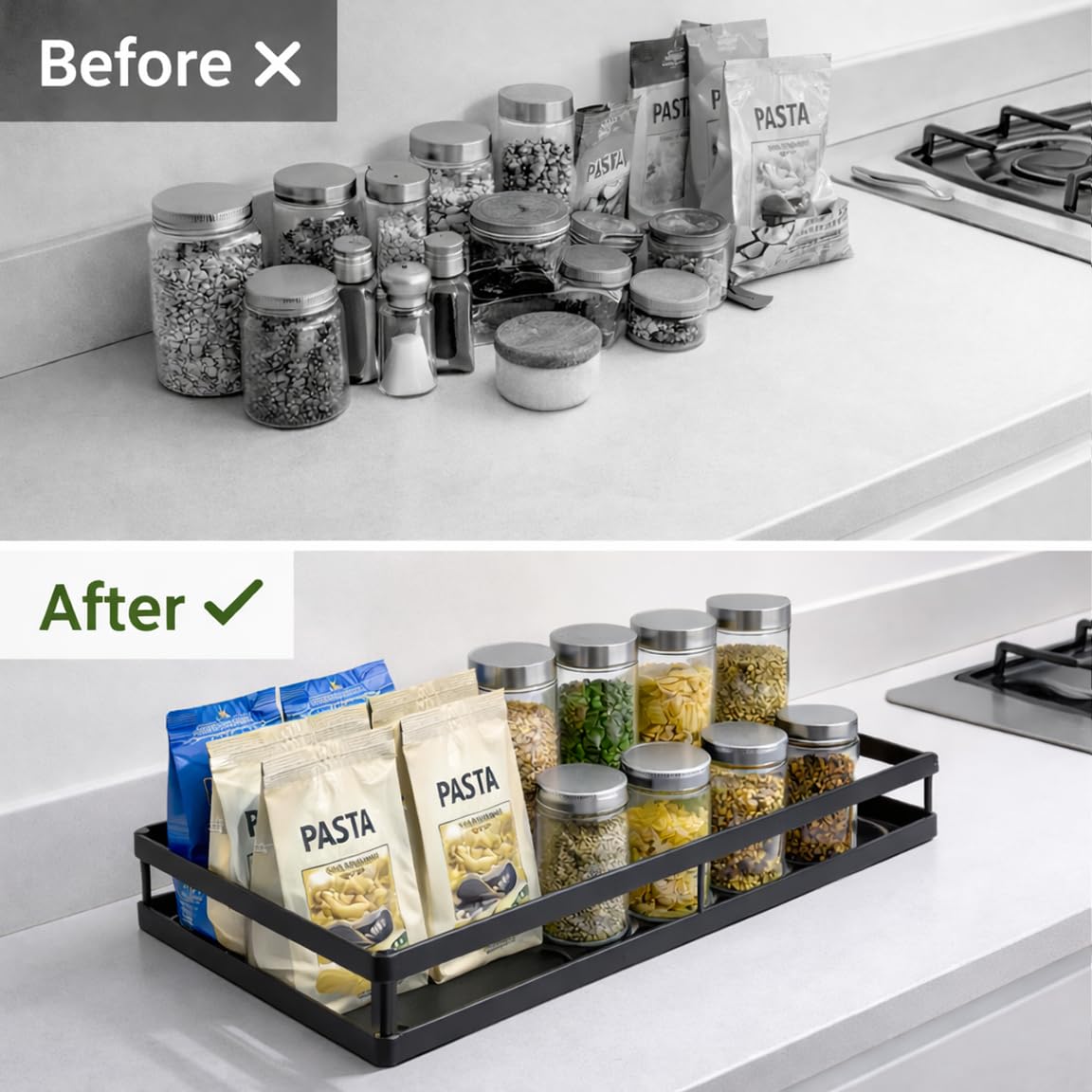 Pull Out Cabinet Organizer, 1-Tier Metal Slide Out Basket