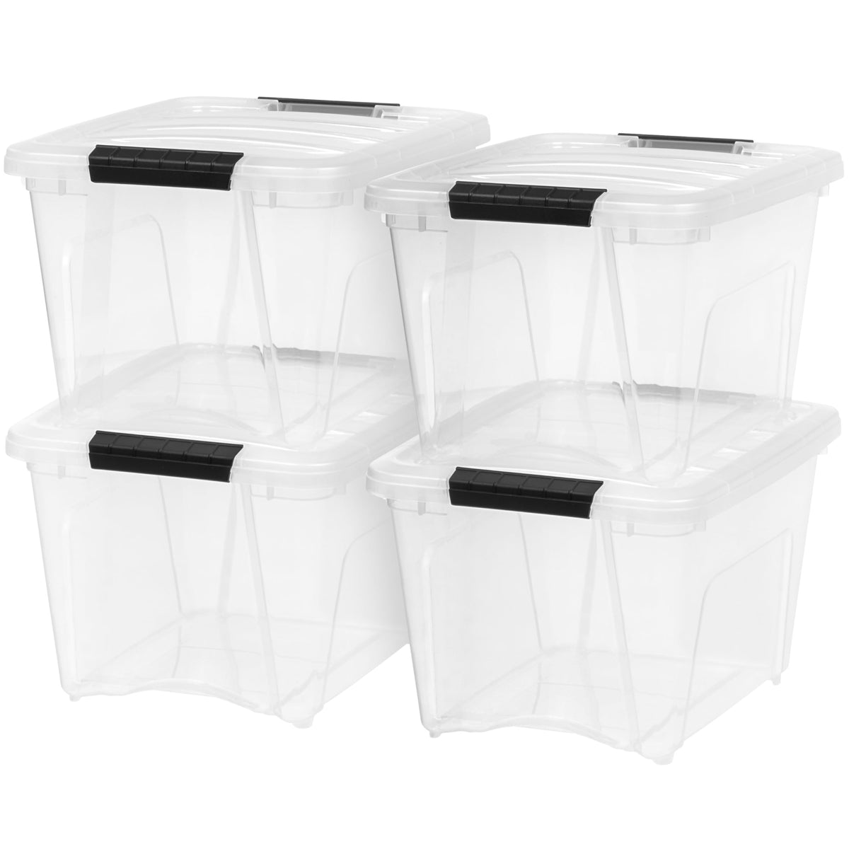 IRIS USA 4-Pack 13 Quart Storage Bins with Lids, Clear