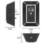 Wall Charger, Surge Protector, QINLIANF 5 Outlet Extender with 4 USB Ports Black 3U1C