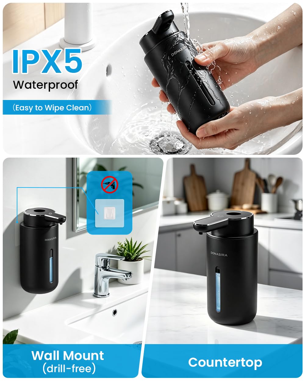 Touchless Automatic Liquid Soap Dispenser, Rechargeable White