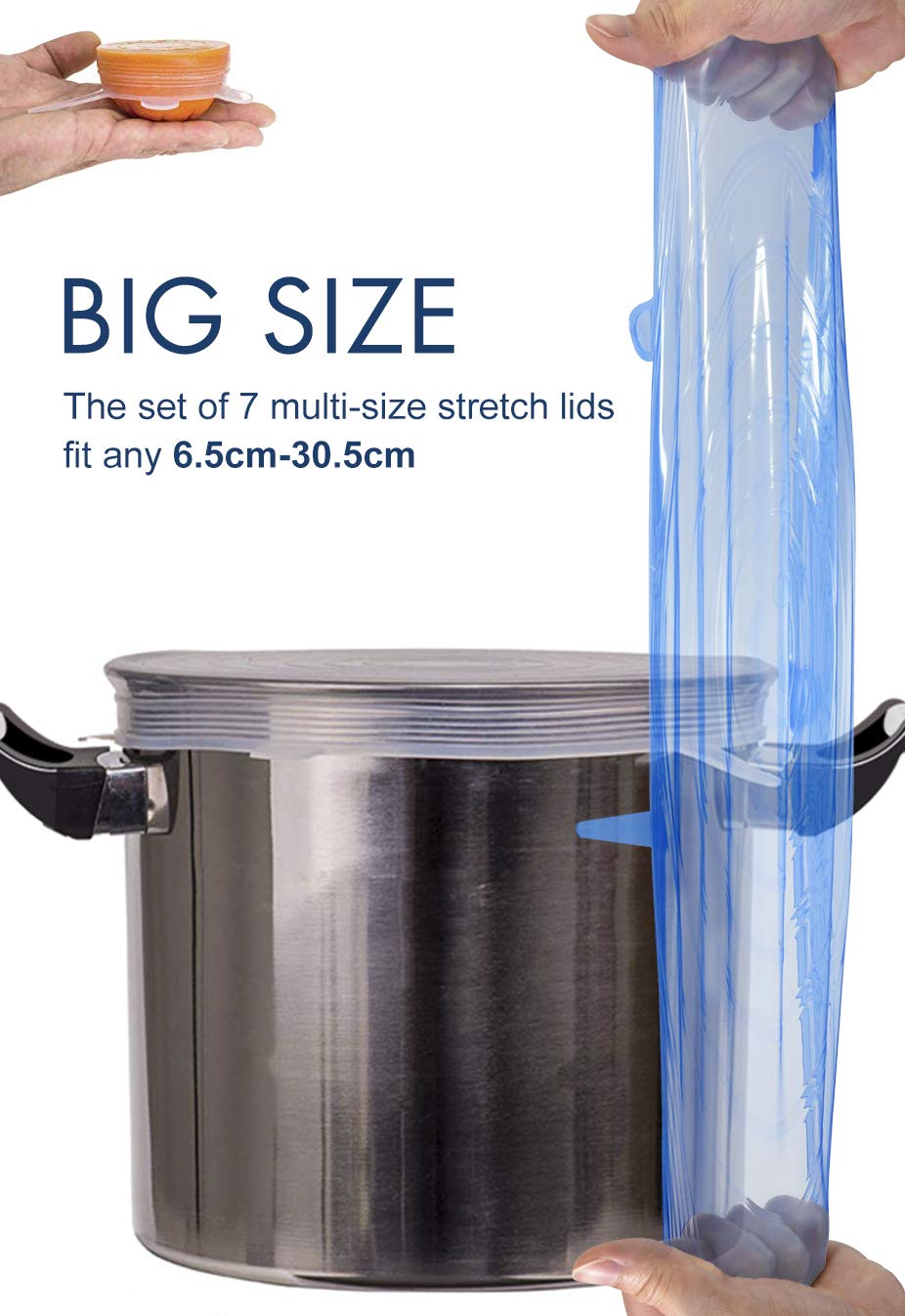 Longzon Silicone Stretch Lids 14 Pack Include 2Pcs Size up to 9.8'' Dia
