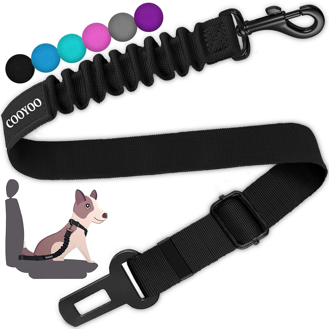 COOYOO Dog Seat Belt,3 Piece Set Retractable Car Harness Adjustable for...