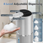 Automatic Soap Dispenser, Foaming Soap Dispenser Touchless with Continuous Dispensing, 4-Level Adjustable, Rechargeable Hand Soap Dispensers, Wall Mounted or Countertop for Bathroom & Kitchen Gold