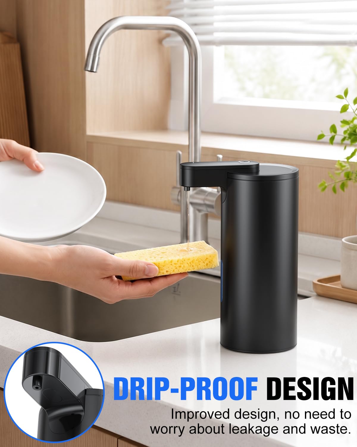 Fantictas Automatic Soap Dispenser Touchless, Stainless Steel 11.5 oz Gel