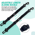 COOYOO Dog Seat Belt,3 Piece Set Retractable Dog Car Harness Adjustable for Vehicle Nylon Pet Safety Heavy Duty & Elastic Set 03-Black+Blue