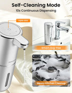 Automatic Soap Dispenser Touchless, USB Rechargeable Hand Soap Dispenser, 4 Adjustable Soap Levels, IPX5 Waterproof, 12.8oz/380ml, Countertop or Wall Mounted for Bathroom and Kitchen, White Liquid
