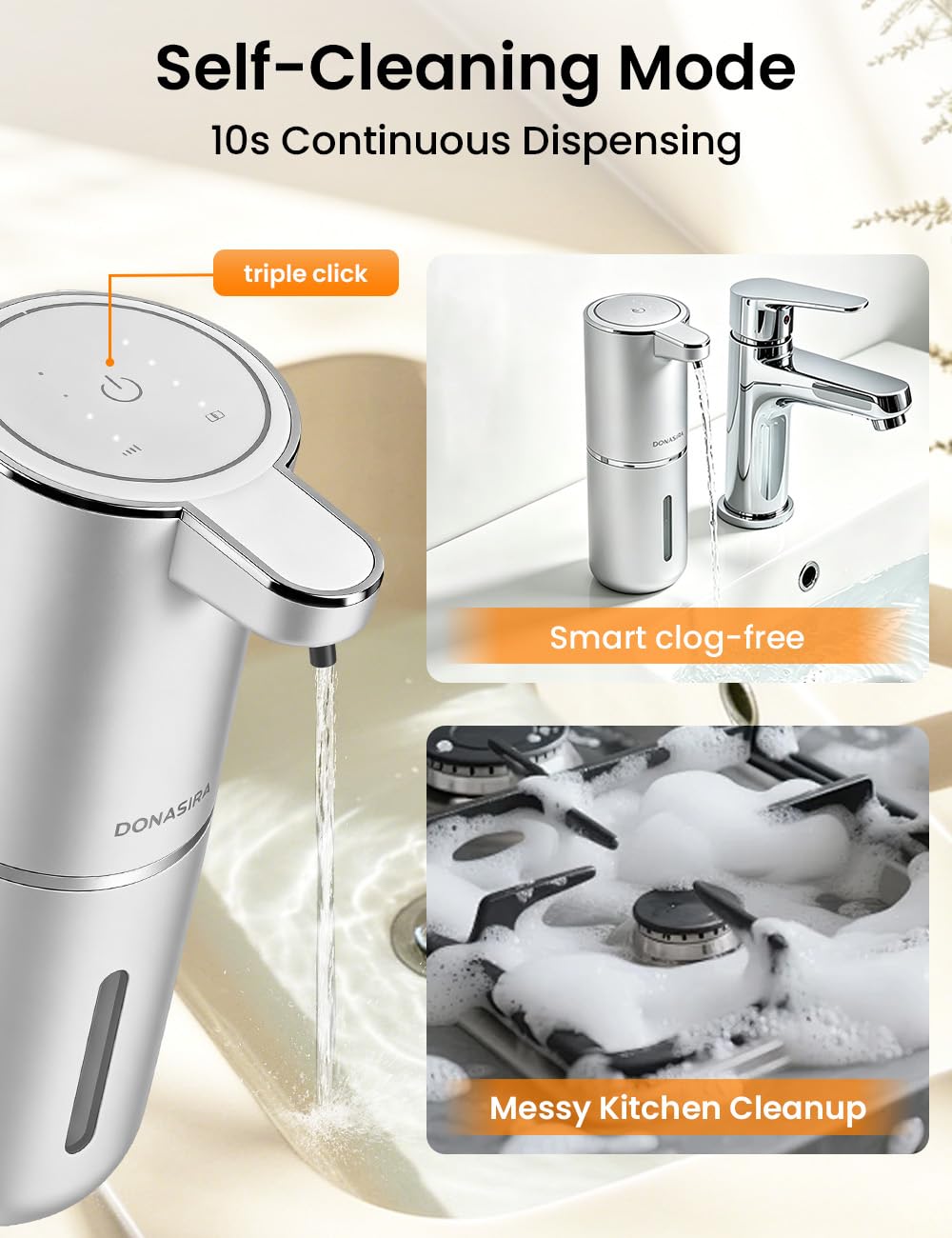 Automatic Soap Dispenser Touchless, USB Rechargeable Hand Soap Dispenser, 4 Adjustable Soap Levels, IPX5 Waterproof, 12.8oz/380ml, Countertop or Wall Mounted for Bathroom and Kitchen, White Liquid