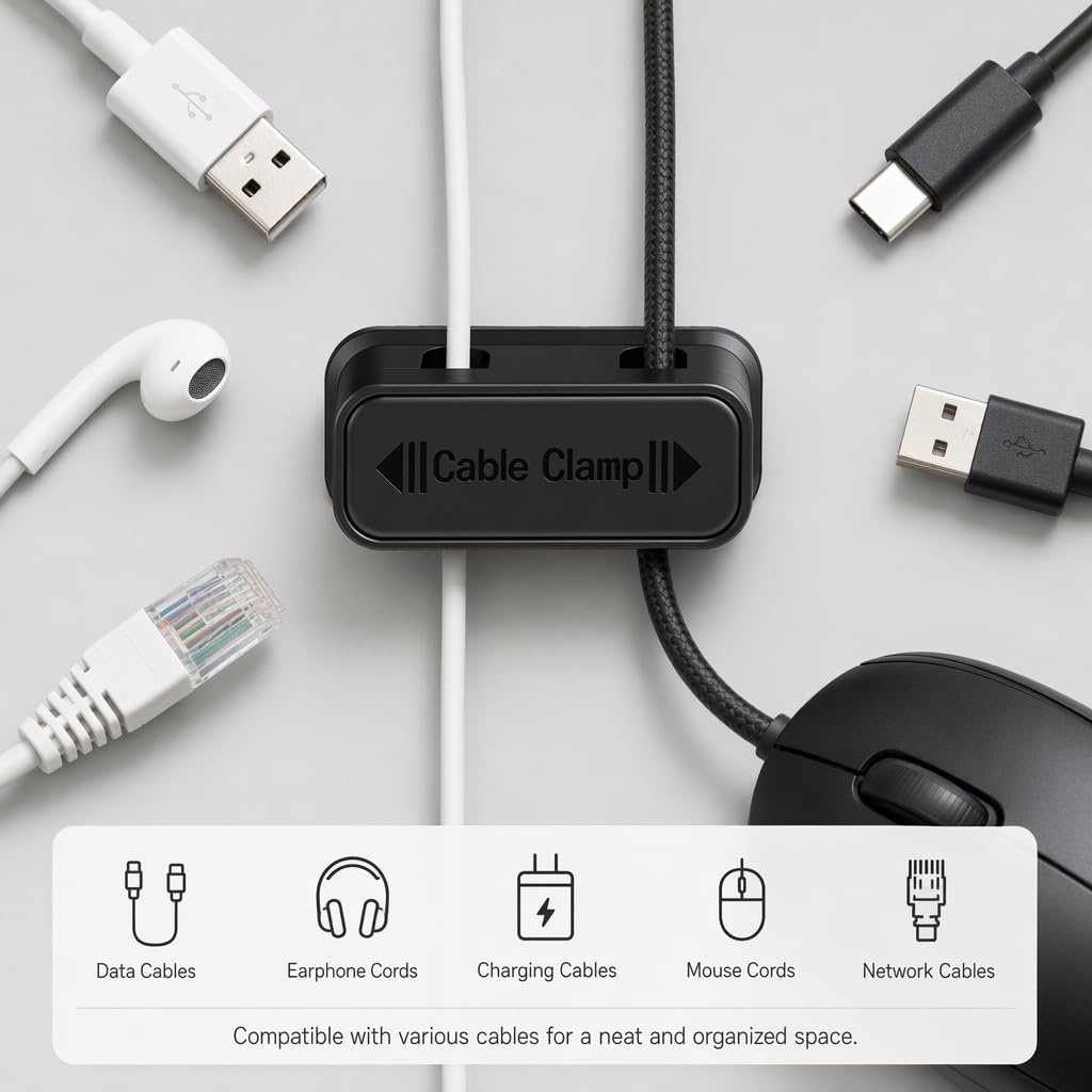 DC 5-in-1 Under Desk Cable Management Kit - Cord Organizer