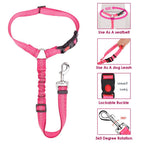 Lukovee Dog Car Seat Belt, 2 Pack, Headrest Restraint, Headrest A.Fluorescent Pink Headrest, 2 Pcs