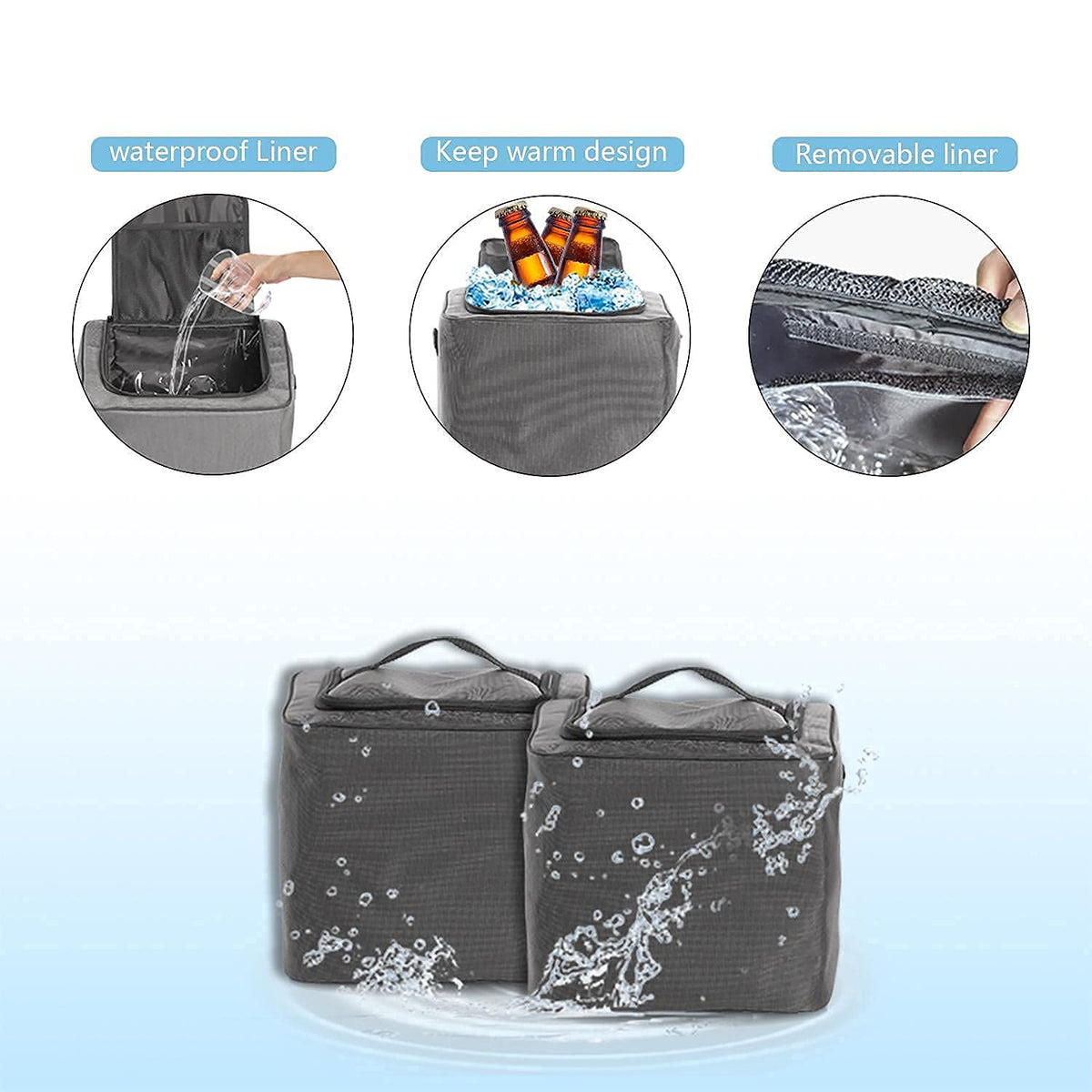 Collapsible Trunk Organizer with Insulated Leakproof Cooler Bag,Removable Lid,Adjustable Securing Straps,3 Compartments Trunk Organizer for SUV,Truck,Sedan(Grey & Black) Black&Grey With Cooler