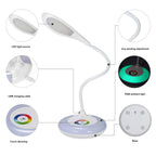 LED Desk Lamp, Night Light Battery Operated Table Light Dimmable Eye Caring Reading Desk Light RGB Dimmable Office Lamp Desktop Supplies
