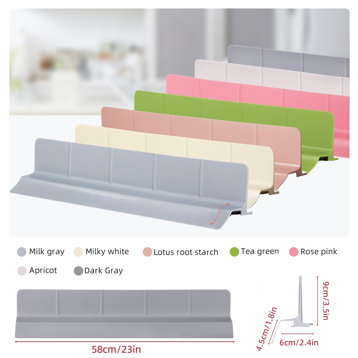 23" Ultra Silicone High Sink Splash Guard, Grey Gray