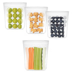 100% Silicone Mini Ziplock Reusable Pocket Snack Bags 4oz, BPA Free, 4 Pack Tranlucent | 4oz | 4 Pack