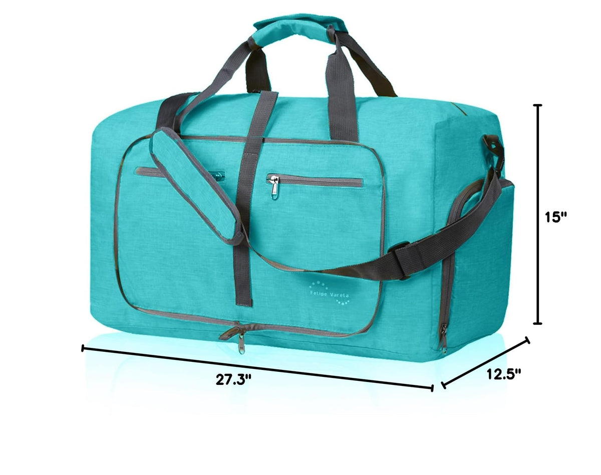 Felipe Varela Foldable Duffle Bag for Travel Weekend Overnight Gym Camping A Black 40L