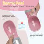 Portable Dog Water Bottle, 14 OZ Stainless Steel Pet Water Dispenser Button switch 14 OZ - Blue