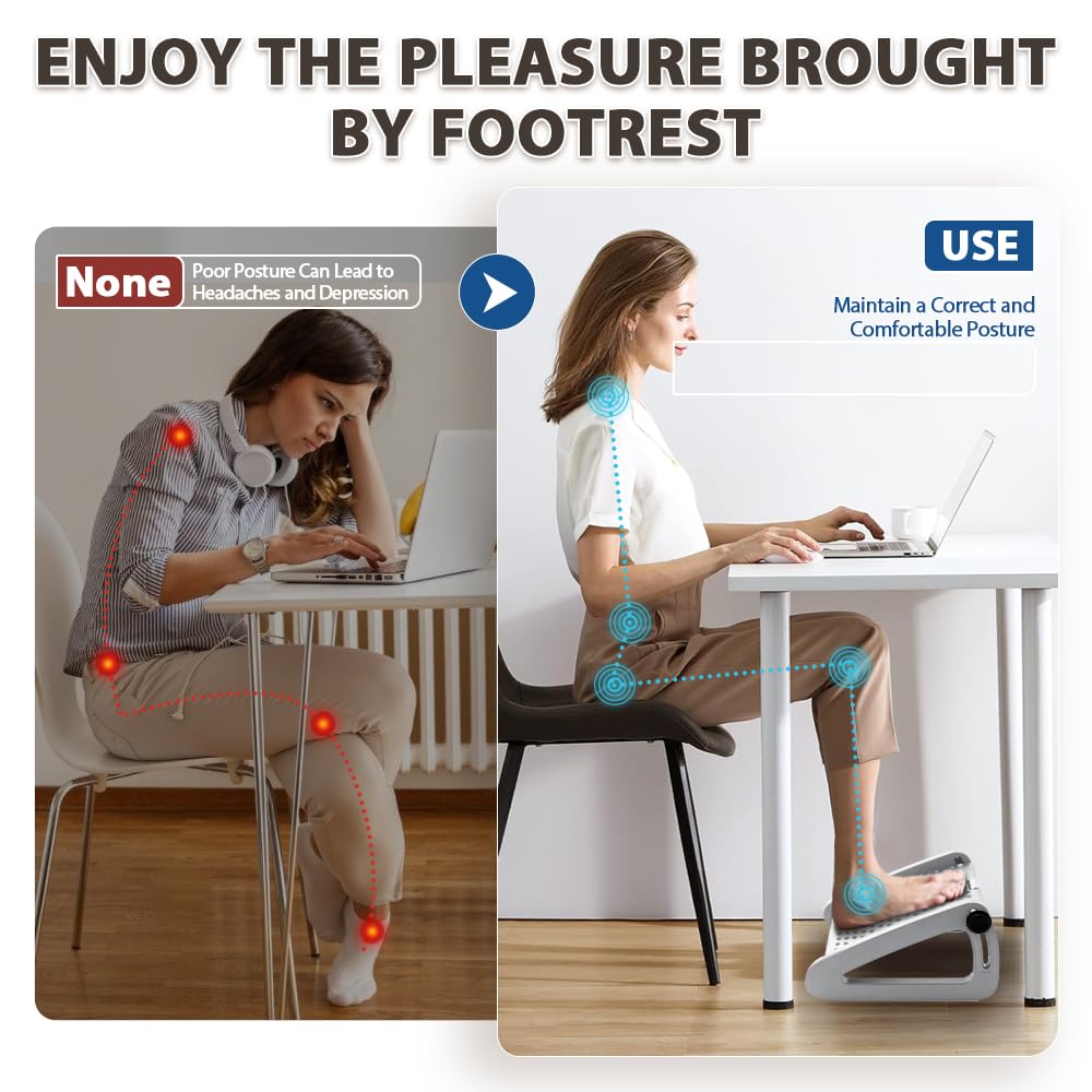 Adjustable Foot Rest Under Desk for Ergonomic Support at Work