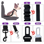 COOYOO Dog Seat Belt,3 Piece Set Retractable Dog Car Harness Adjustable for Vehicle Nylon Pet Safety Heavy Duty & Elastic Set 03-Black+Blue