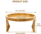 Sofa Arm Tray,Foldable Sofa Armrest Clip-On Tray Suitble for 4"-9" Armrest,Circle Sofa Arm Table for Snacks/Drinks/Fruit/Dessert/Rmote (9.49x8.86x3.54 inch)