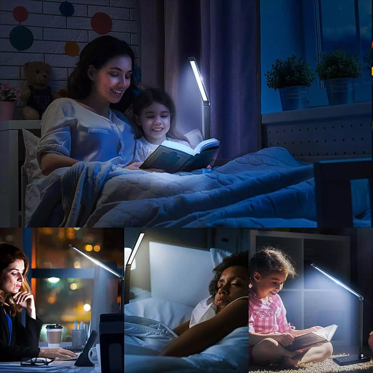 LED Desk Lamp with Wireless Charger, USB Charging Port, Eye Care Black PRO