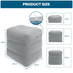 Inflatable Travel Foot Rest Pillow, Adjustable 3 Layers Height Leg Rest Pillow, Crushion Essentials for Airplane,Train, Cars, Office and Home (Gray)