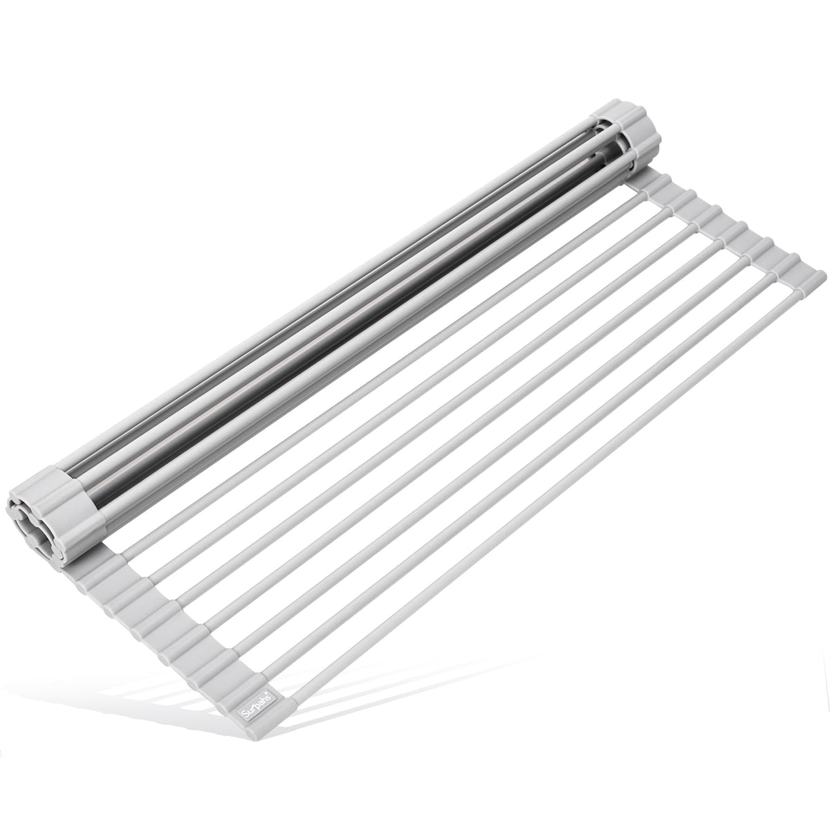 Surpahs 17.5 x 13.1 Inch Roll-Up Dish Drying Rack, Warm Gray