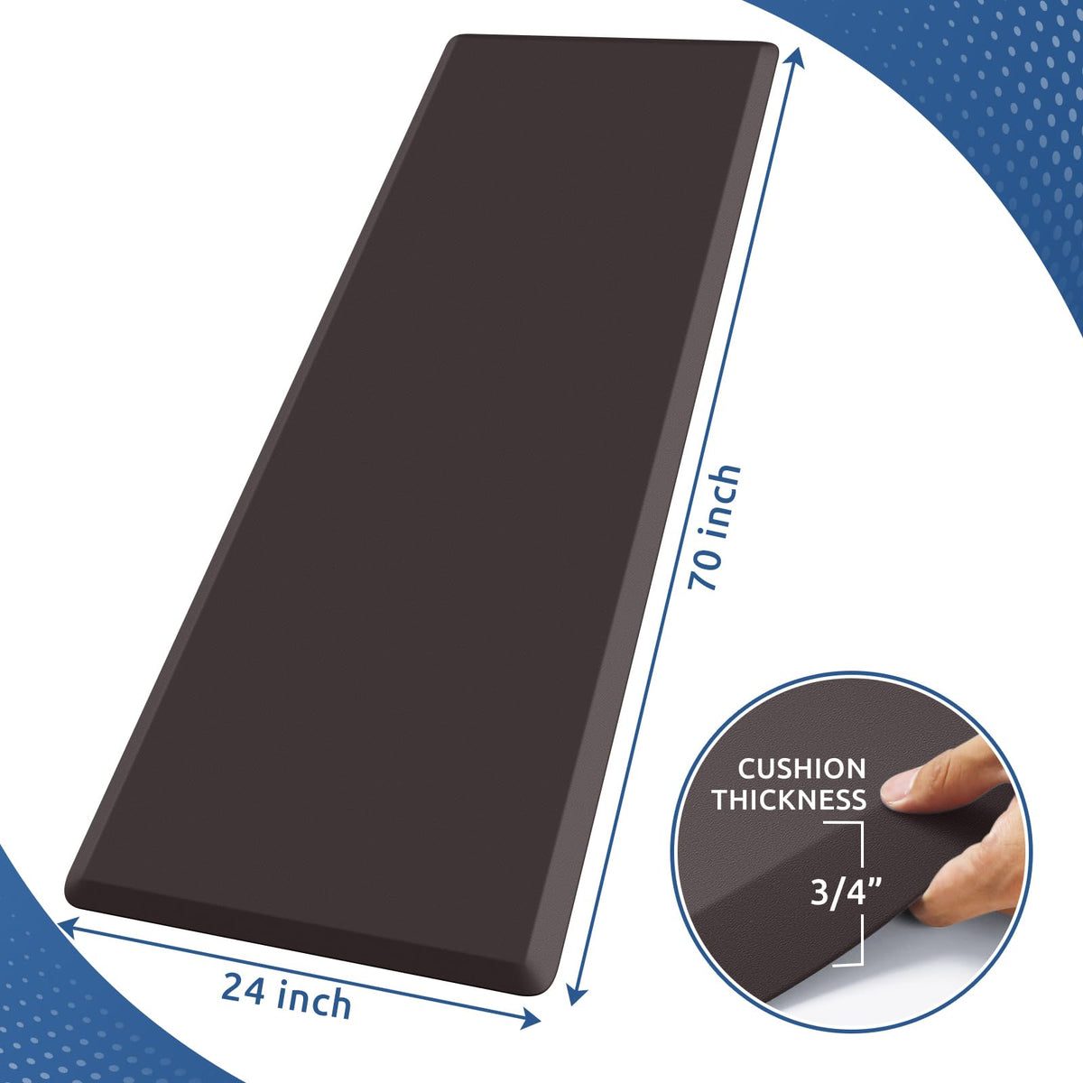 Kitchen Mat Cushioned Anti Fatigue Rug Standing and Comfort Floor Mats Chocolate 39"L x 17.3"W x 0.5"Th