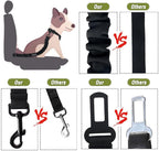 COOYOO Dog Seat Belt,3 Piece Set Retractable Dog Car Harness Adjustable for Vehicle Nylon Pet Safety Heavy Duty & Elastic Set 03-Black+Blue