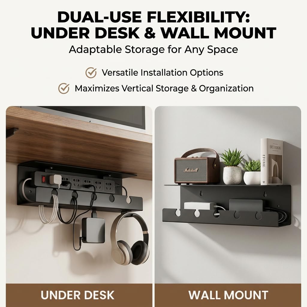 DC 5-in-1 Under Desk Cable Management Kit - Cord Organizer