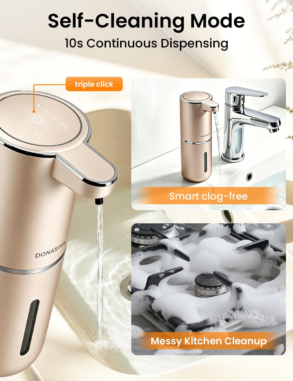 Automatic Soap Dispenser Touchless, USB Rechargeable Hand Soap Dispenser, 4 Adjustable Soap Levels, IPX5 Waterproof, 12.8oz/380ml, Countertop or Wall Mounted for Bathroom and Kitchen, White Liquid