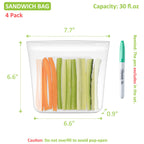 100% Silicone Mini Ziplock Reusable Pocket Snack Bags 4oz, BPA Free, 4 Pack Tranlucent | 4oz | 4 Pack