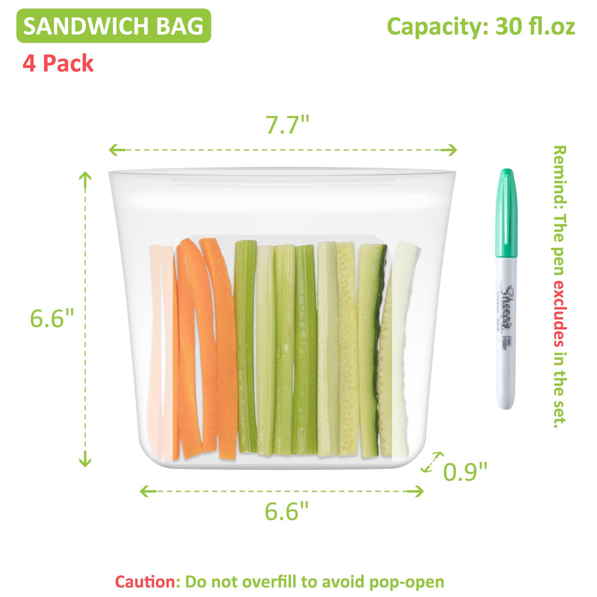 100% Silicone Mini Ziplock Reusable Pocket Snack Bags 4oz, BPA Free, 4 Pack Tranlucent | 4oz | 4 Pack
