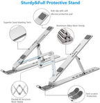 Leeboom Laptop Stand for Desk, Adjustable Foldable Aluminum Riser, Silver