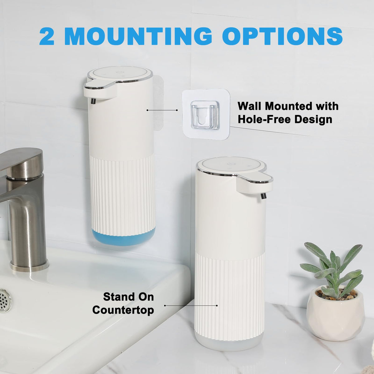 RYTOXILO Automatic Soap Dispenser, 2 Pack Black Touchless Liquid Soap Dispenser for Bathroom, 13.5 Fl Oz Plastic Electric Auto Dish Soap Dispensers Wall Mount for Kitchen with Adjustable Volume Liquid-2 Pack